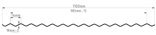 Desenho do Modelo de Telha Perfil Ondulado 17 - Esquadros®